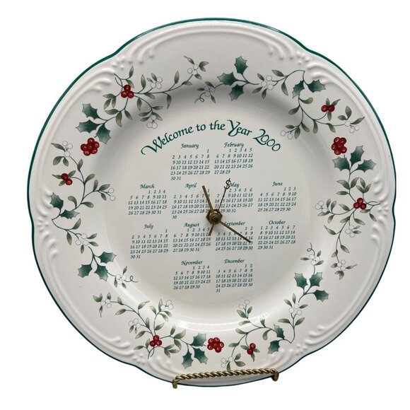 Pfaltzgraff Winterberry Plate Clock Calendar Year 2000 Millennium Super Rare HTF - Picture 1 of 11